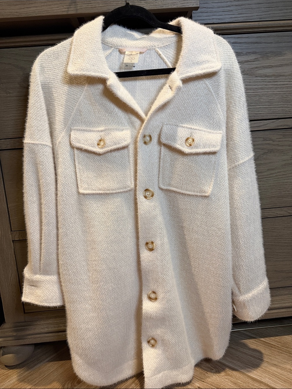 CALIA by Carrie Underwood Ivory Button-Front Teddy Jacket